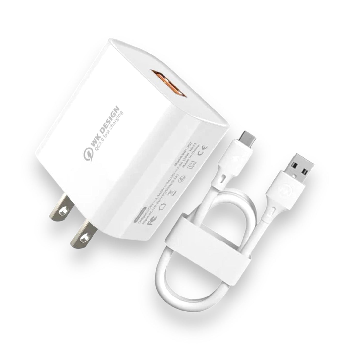 CARGADOR 18W USB-A A USB-C CON CABLE - WK DESIGN WP-U57