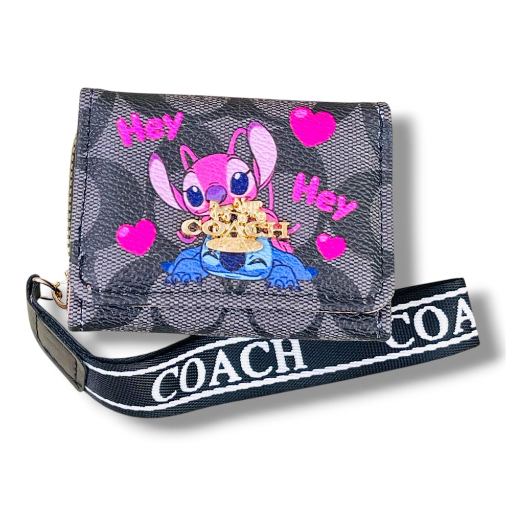 BILLETERA + MONEDERO CON DISEÑO DE STITCH Y ÁNGEL