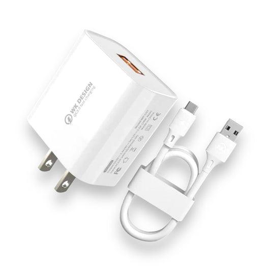 CARGADOR 18W USB-A A USB-C CON CABLE - WK DESIGN WP-U57