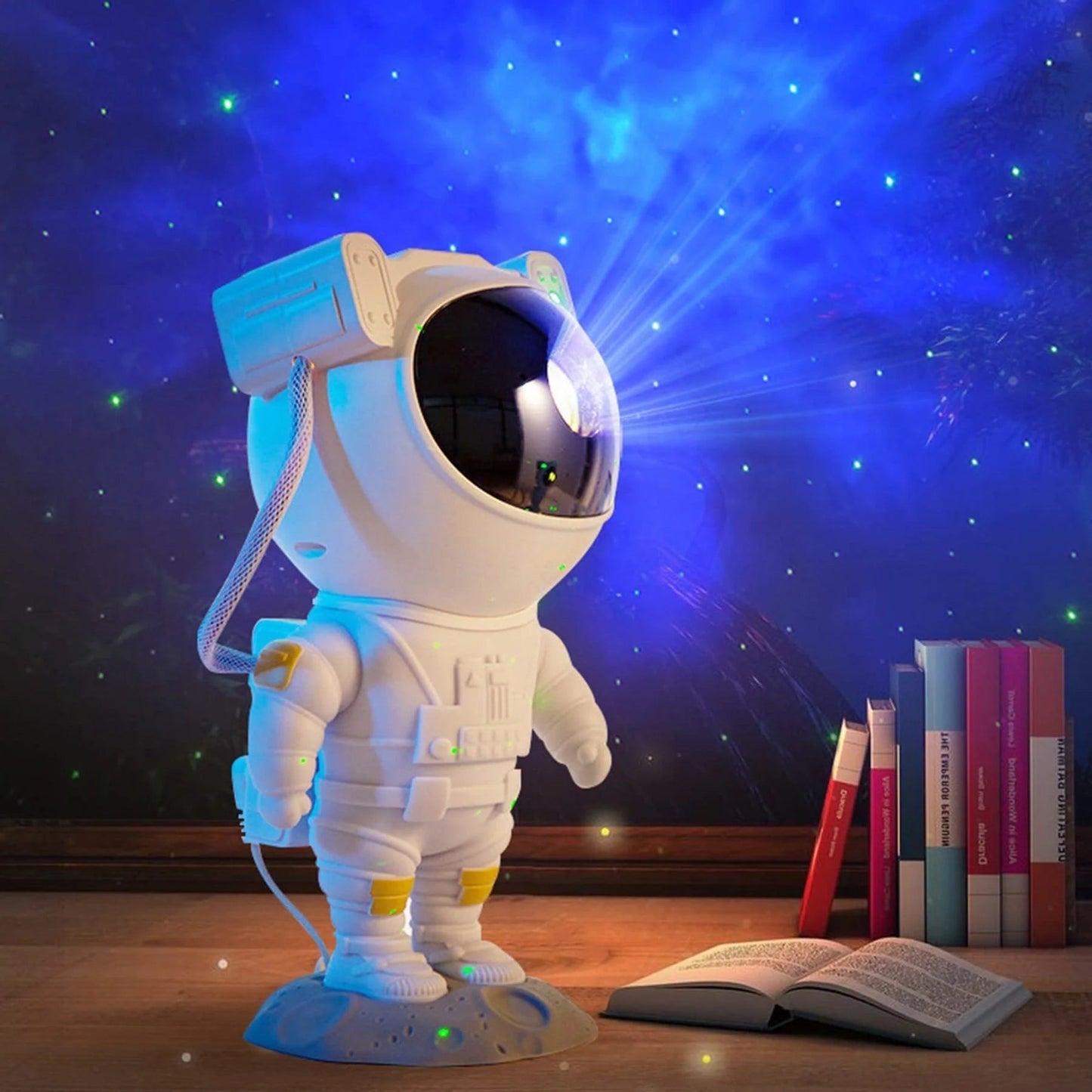 ASTRONAUTA PROYECTOR DE NEBULA Y PUNTOS VERDES - VERSION RECARGABLE