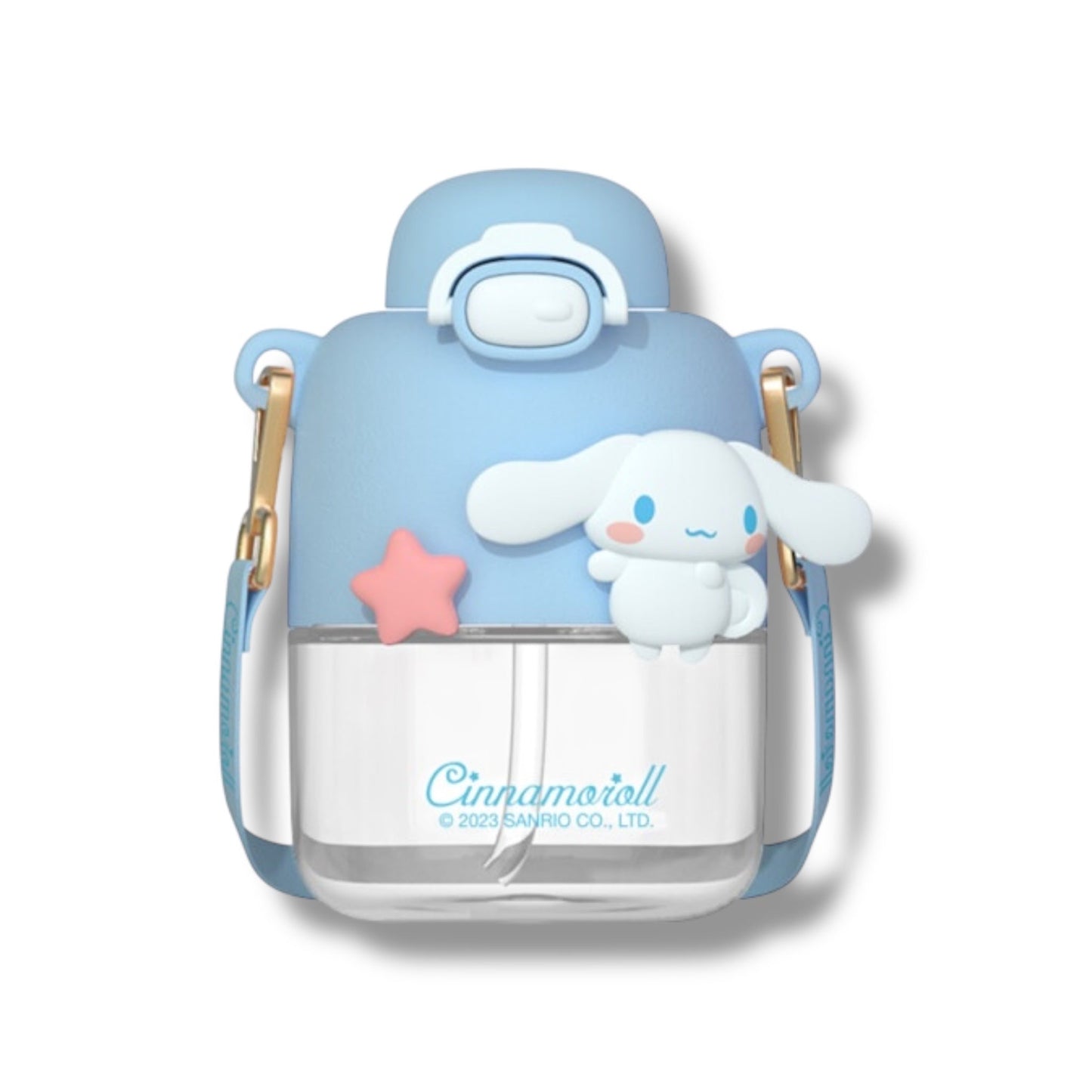 BOTELLA PLÁSTICA DE LA COLECCIÓN DE SANRIO CON CORREA DE 14 CM APROX - 1 UNIDAD