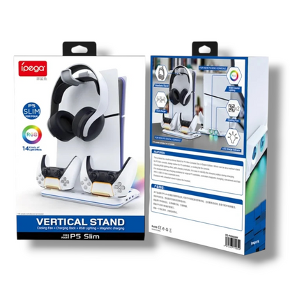 SOPORTE Y CARGADOR VERTICAL PARA PLAYSTATION 5 SLIM - IPEGA PG-P5S020W