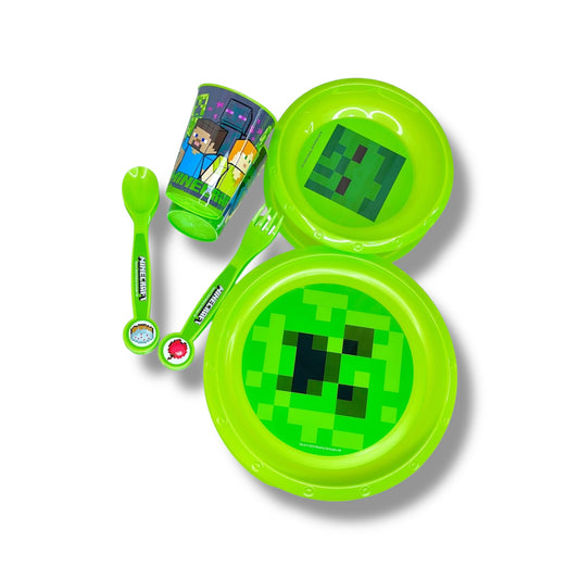 SET DE VAJILLA PLÁSTICA CON DISEÑO DE MINECRAFT
