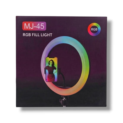 TRÍPODE CON ARO DE LUZ RGB LED DE 45CM - MJ-45