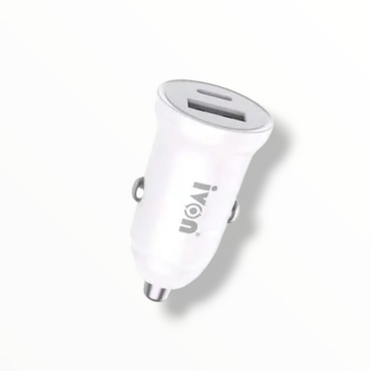 CARGADOR PARA CARRO CON DOS  PUERTO USB - TIPO C DE 25W MARCA IVON - CC45