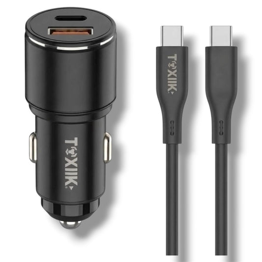 USB-A+C 65W PD QC3.0 CON CABLE USB-C CARGADOR PARA CARRO - TOK-C01