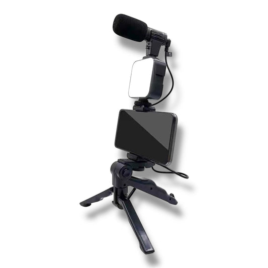 KIT DE TRÍPODE PROFESIONAL CON MICRÓFONO Y LUZ LED PARA CREACIÓN DE CONTENIDO - AY-49