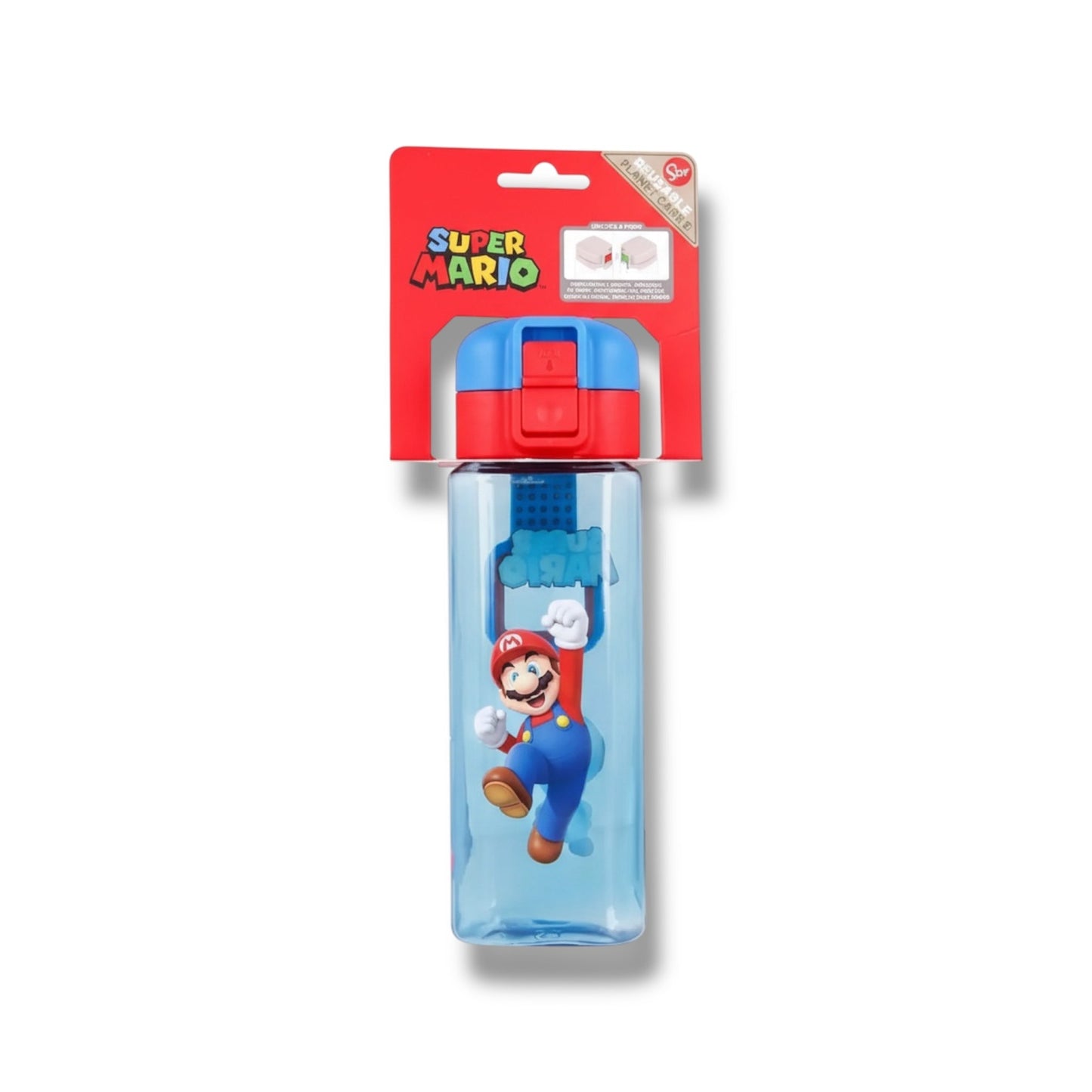 BOTELLA DE PLÁSTICO CON DISEÑO DE LOS PERSONAJES DE MARIO BROS