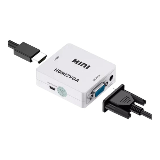 MINI CONVERTIDOR HDMI ENTRADA a VGA SALIDA ACTIVO AUDIO 3,5 mm 1080P - HDMI2VGA