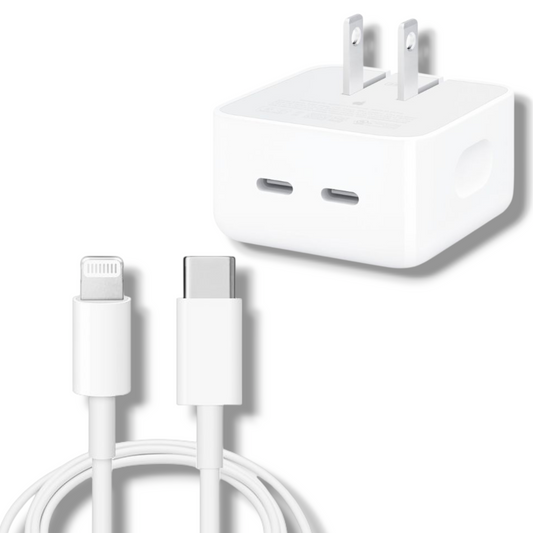 CARGADOR USB-C+C 35W CON CABLE DE USB-C a LIGHTNING